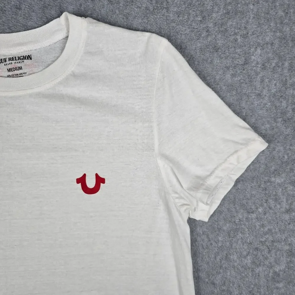 True Religion Medium White Short Sleeve Logo T Shirt